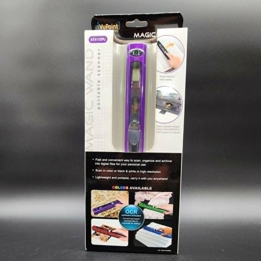 VuPoint Purple Magic Wand Portable Handheld Scanner Digital‎ OCR Office New